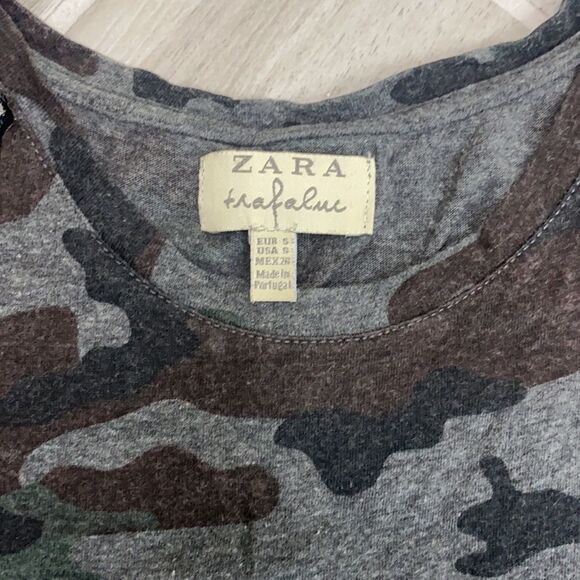 Zara Camo Sleeveless Top With Rhinestones Size Small - Picture 2 of 5